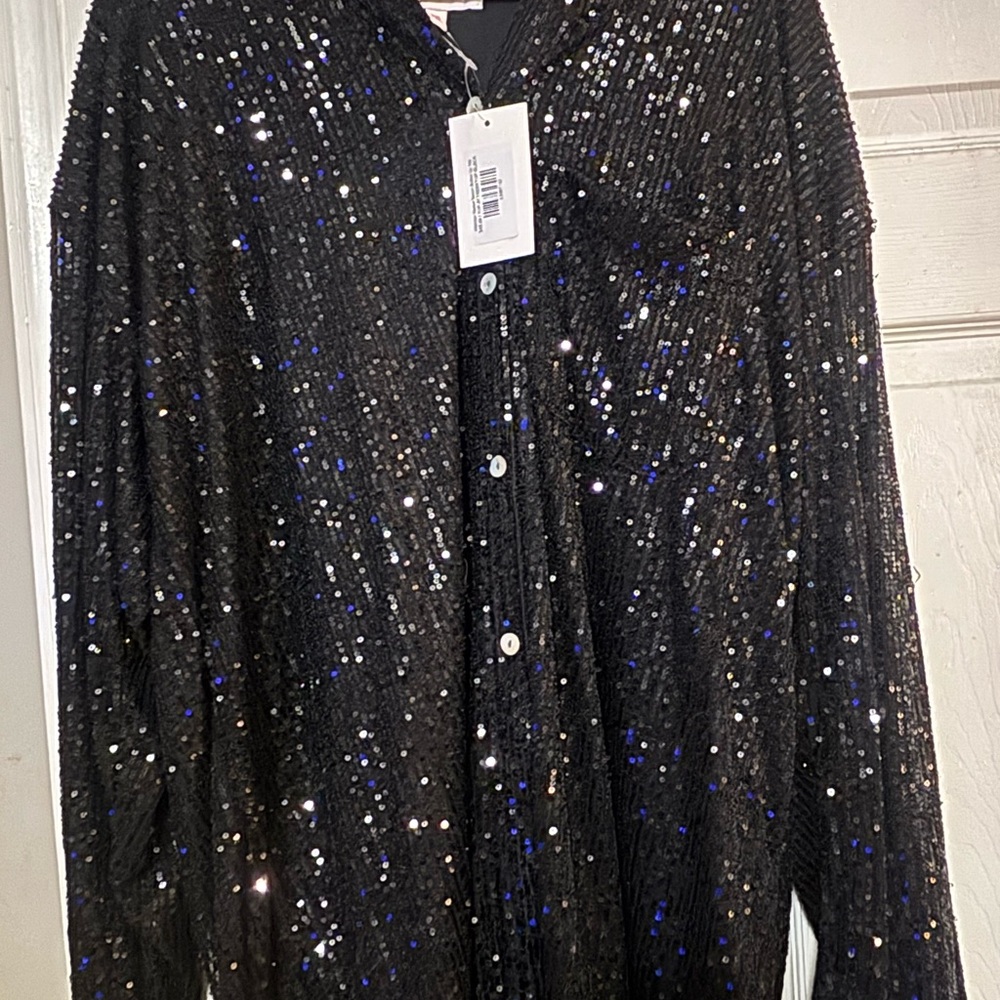 Elegant Black Sequin Women's Blouse